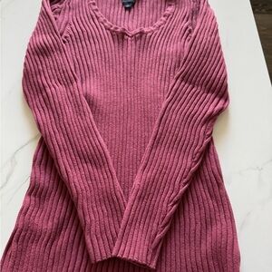GAP Maternity Blush Pink V-Neck Sweater Ribbed Knit